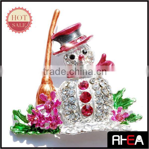 Manufacturer Fashion Crystal Snowman Christmas Brooch Jewelry