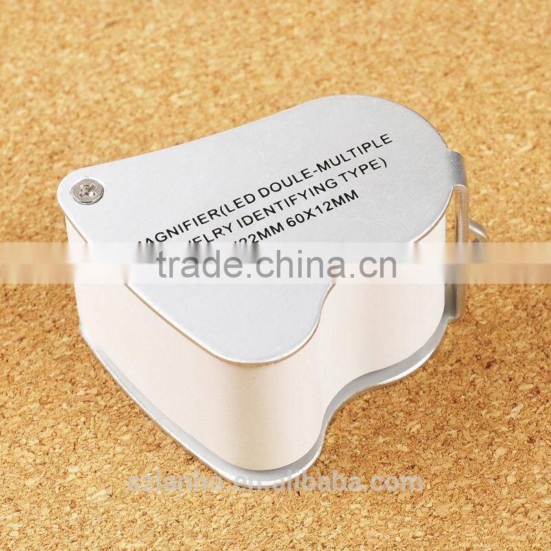 30X 60X Loupe 2LED Magnifier Jewelry identifying Magnifying 9889