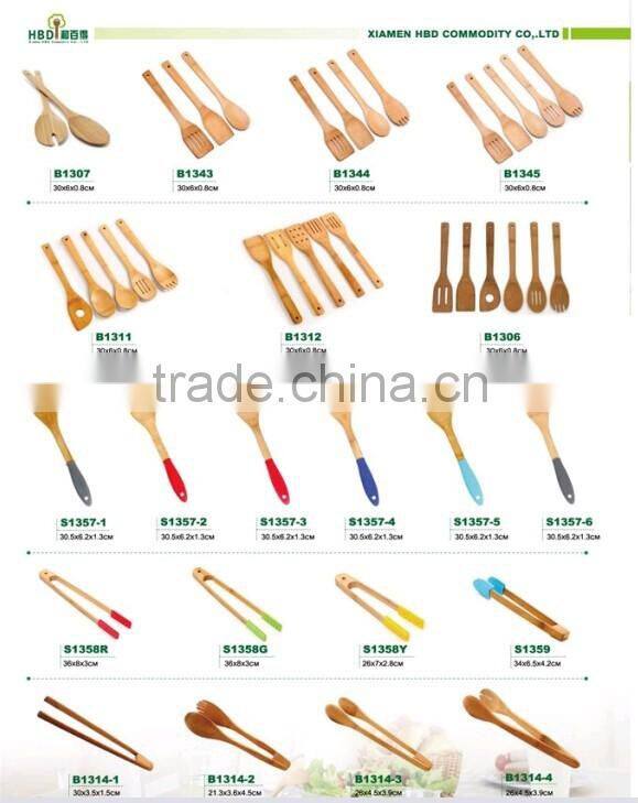 Durable design of wood slotted spoon bamboo slotted spoon