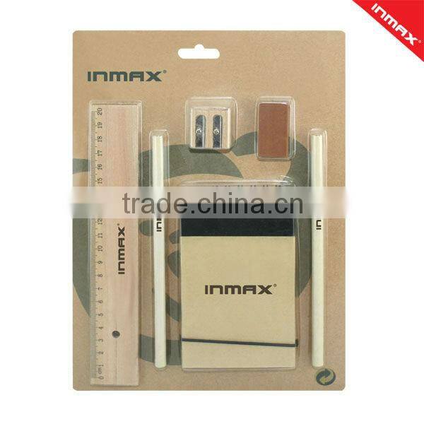 Eco-range stationery items in PDQ packing