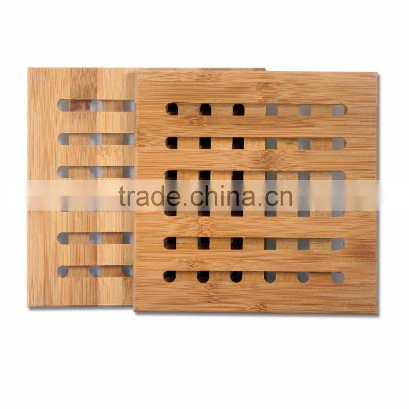 2-pack Lattice Bamboo Wooden Trivet Pot Pan Insulation Mat