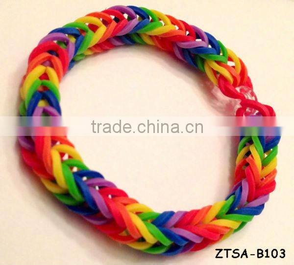 Colorful Braid Loom Rubber Charm Bracelet ZTSA-B113