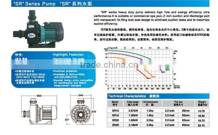 2016 Pikes SR Series Quiet water pump/swimming pool water pump For Swimming Pool Spa Bathtub