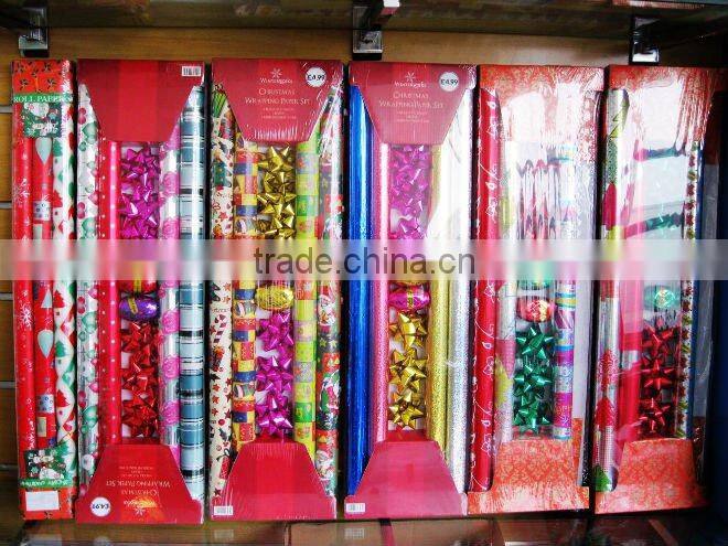 Fancy Christmas gift wrapping paper sets paper rolls with bow pack