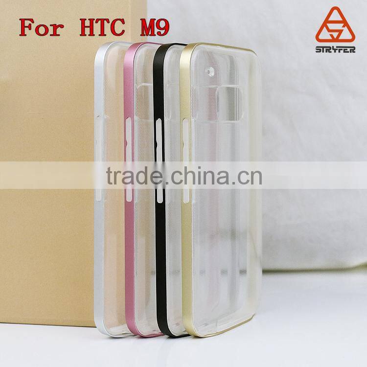 2015 cell phone accessory for HTC One M9 TPU + Aluminum metal bumper/frame case