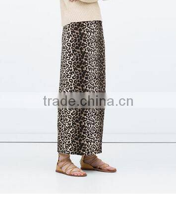 Guangzhou Supplier Sexy Ankle-Length leopard print Straight skirts fashion women long skirts customized