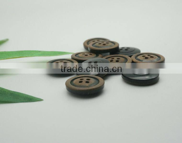 Classic Horn Buttons 4 Holes Round Men's Suit Buttons Burnt Brown