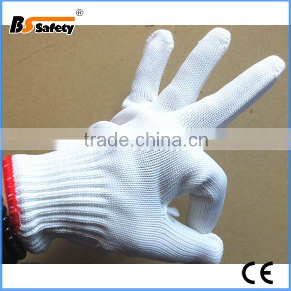 BSSAFETY white nylon polyester glove T/C knitting glove for normal work