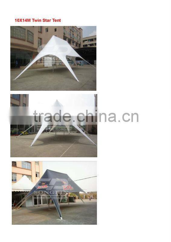 Printed star twin 1320 canopy tent 16x21m in Red color with white Logo on the roof