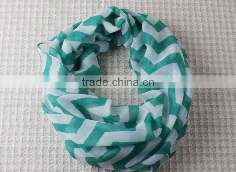15 colors New Women Infinity Chevron Block Circle Double Loop Wrap Voile Scarf Wholesale