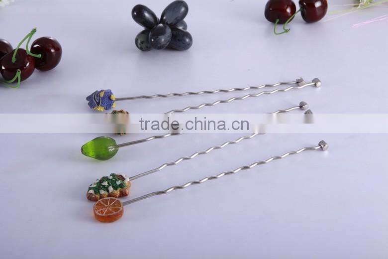 Customized designs products stainless steel cutlery with polyresin head, 6pcs cutlery set wholesale