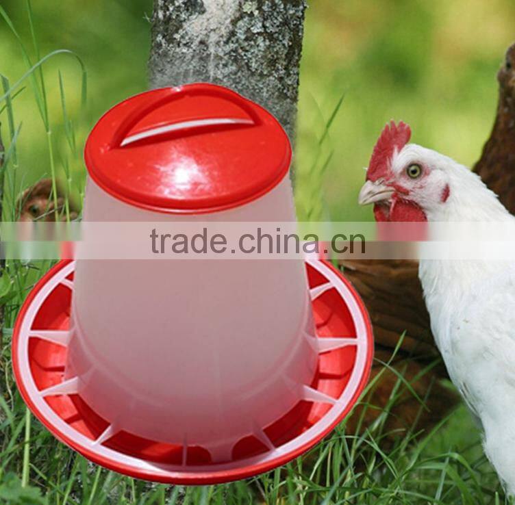 Red Plastic Feeder Baby Chicken Chicks Hen Poultry Feeder Lid & Handle 1.5kg Hot