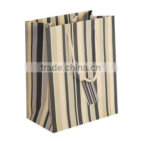 Stripe paper gift bag with handle rope, customized size and color