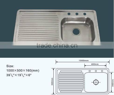 100*50cm stainless steel kitchen sink with drainer