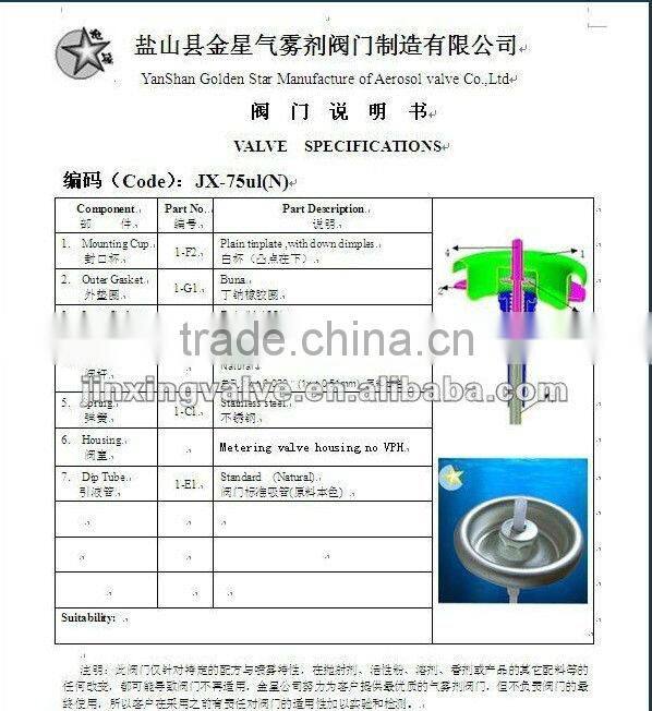 metering aerosol valve-series for air freshener