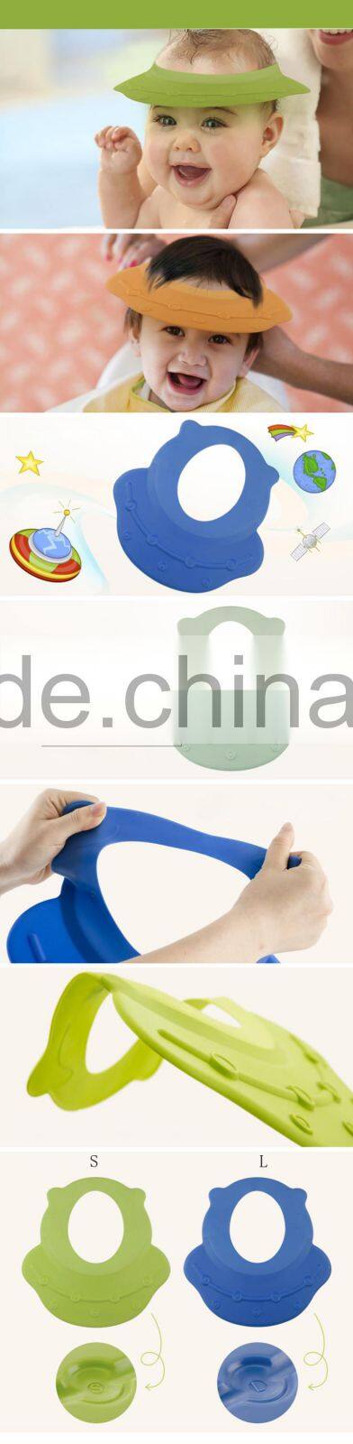 Stocked Plastic fancy UFO shaped kids Safe Shampoo Bathing Hat Wash Hair Shower Cap 27.2*26.7cm-orange