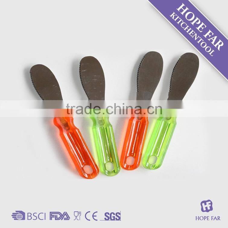 M969 transparent color plastic handle butter knife
