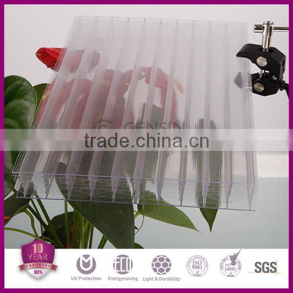 Low U-value 100% Virgin Raw PC Resin 80 Micron UV Coating 38mm Thickness 8-wall Diamond Structure Polycarbonate Sheet Multiwall