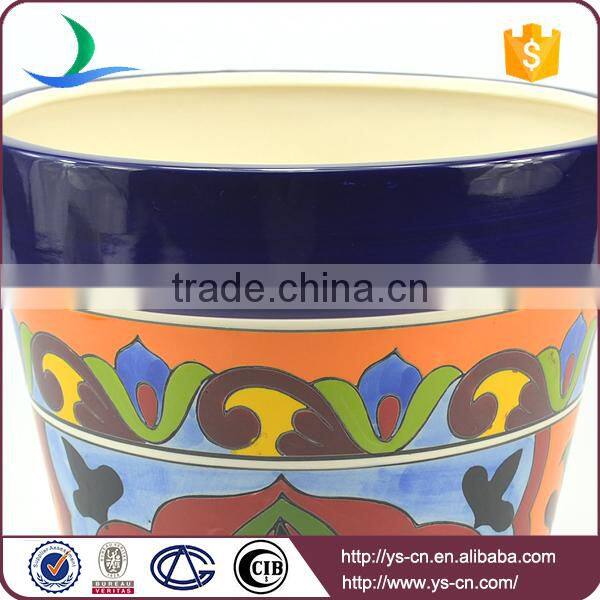 YSfp0007-02 Hand print ceramic standing flower pot rack for garden