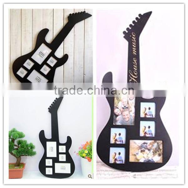 custom handmade guitar shaped wood collage photo frame wholesale