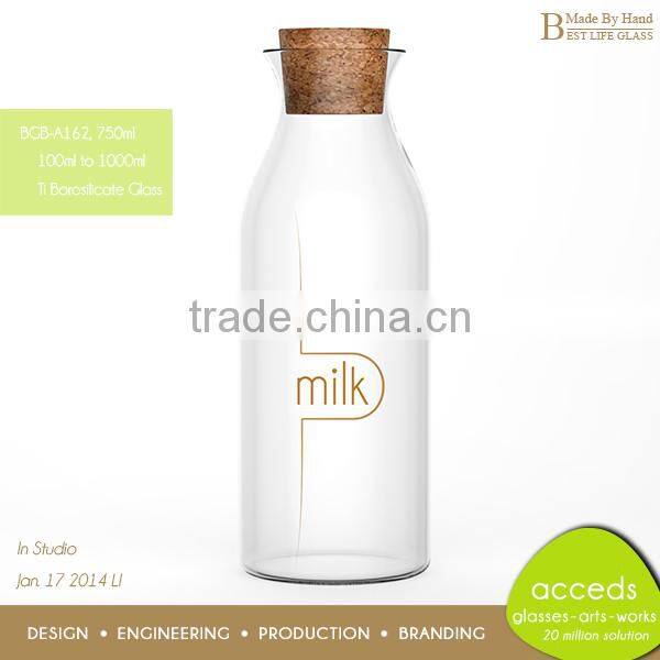 Premium Handmade Borosilicate Glass Milk Bottle