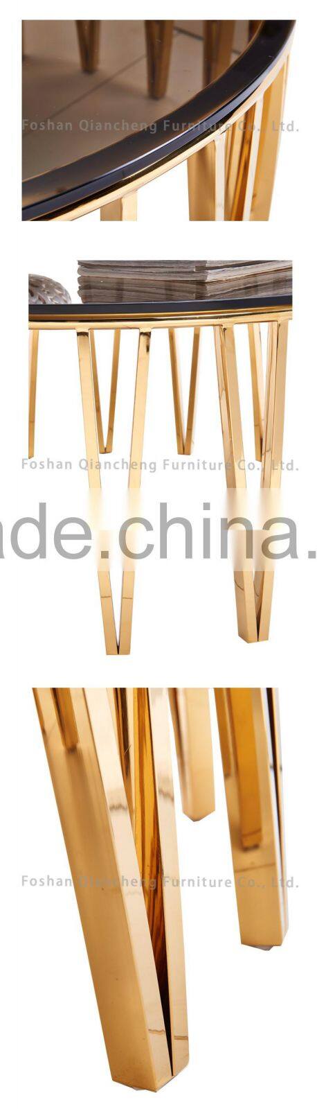 elegance chamange golden glass top round coffee table