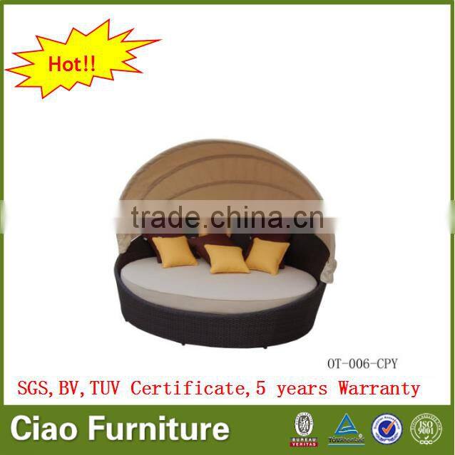 2016 modern rattan hotel furniture daybed sectional sofa bed