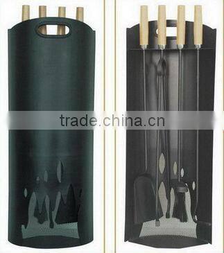 household ornamental cast iron fireplace tools with wooden handle