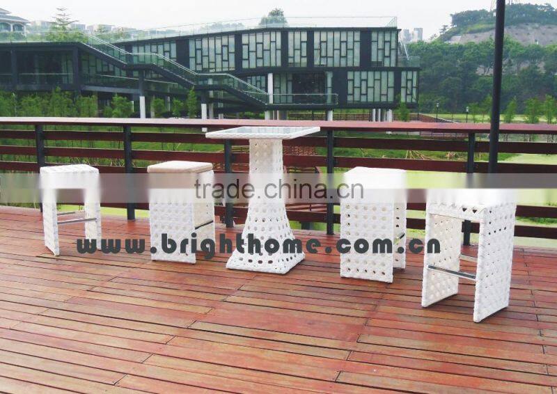 ndoor Outdoor Wicker Bar Stools 5pcs Rattan Bar Table and Chairs Set
