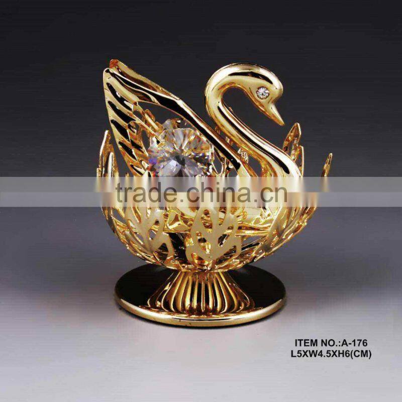 24K Gold plated Metal Love Swan for wedding gifts Made with swarovski elements