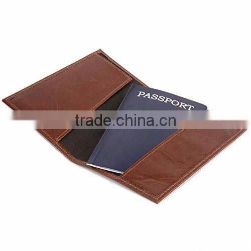 Fashion genuine oil wax leather rfid mens travel passport holder