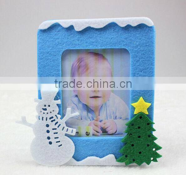 hot best selling new products custom green tree decor felt fabric 3d digital picture christmas snowman picture frame photo frame