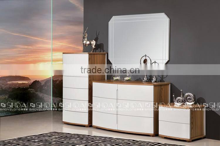 Queen Size Simple Design Wooden Bed Room Furniture With Four Drawers