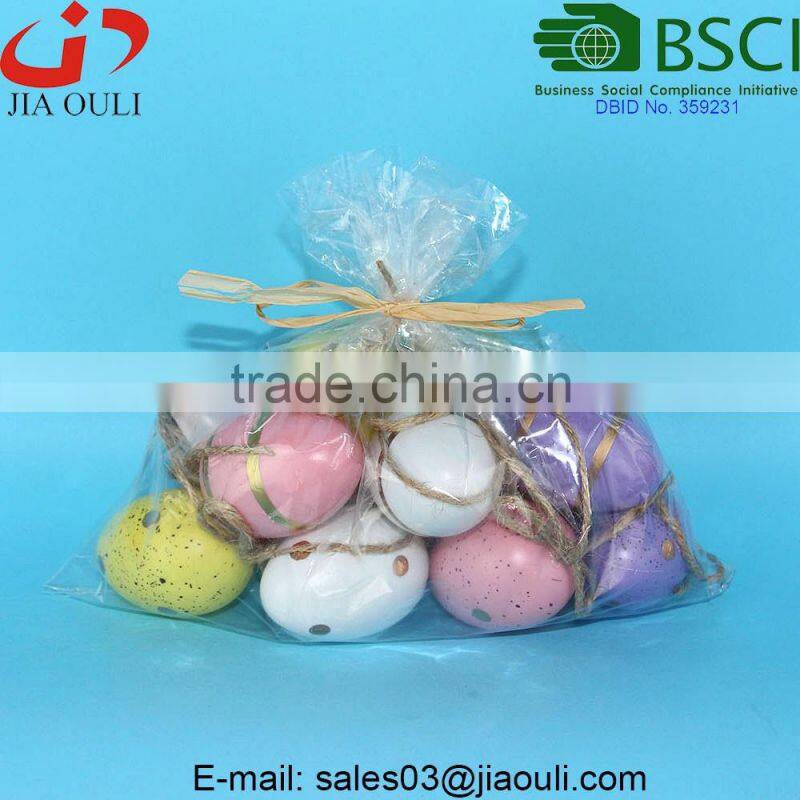 Easter decorations Ceramic Spring Eggs with ribbon bowknot