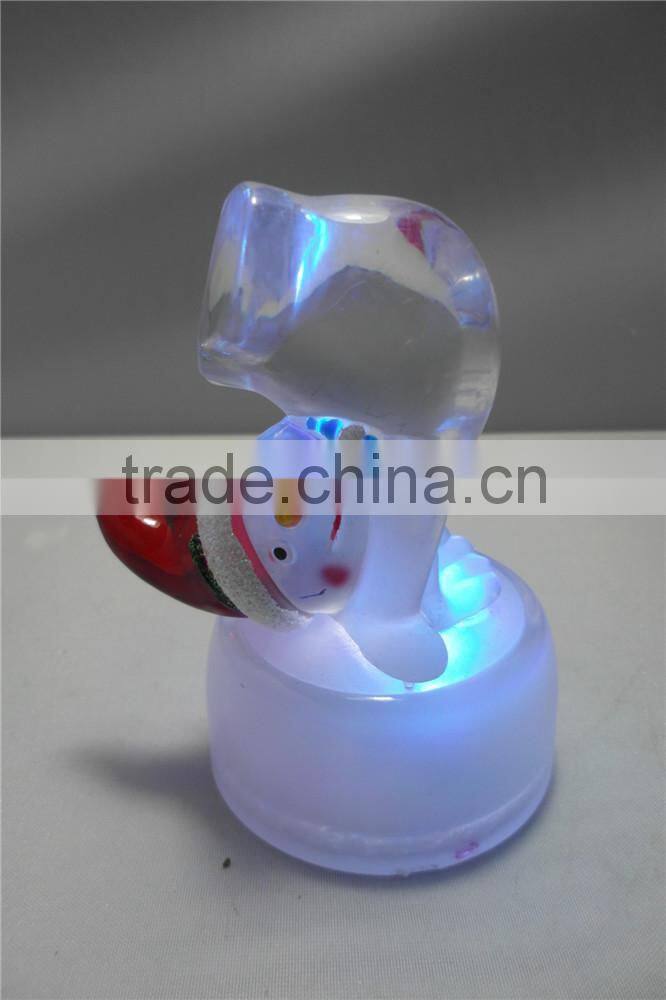 Flashing LED color changing small acrylic snowman