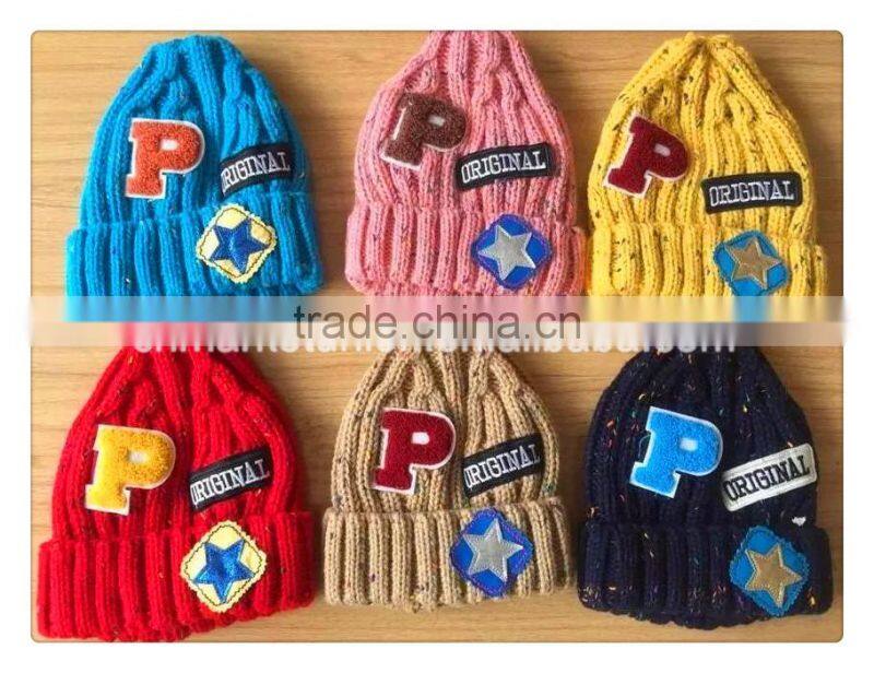 fashion 100% acrylic character knitted children hat