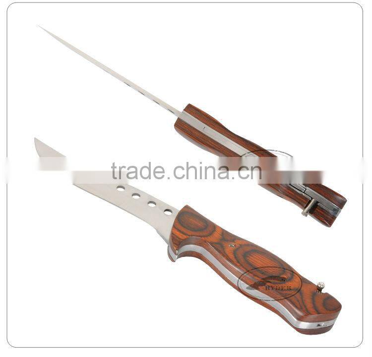 USA best selling wood hunting knife with 2 blade saw axe in outdoor