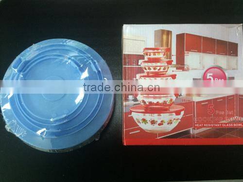 2014 hot 5pcs set cooking bowl/heat resistant glass bowl
