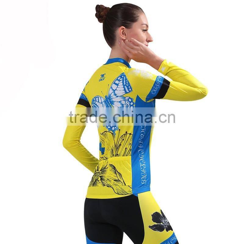 2016 custom made cheap cycling set, women long sleeve cycling clothing