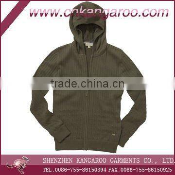 Mens Wool/acrylic Knitted Hoodie Sweater