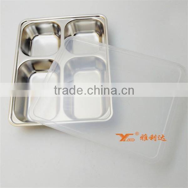 Eco-friendly free used colorful stainless steel 4 compartment plate for dinner