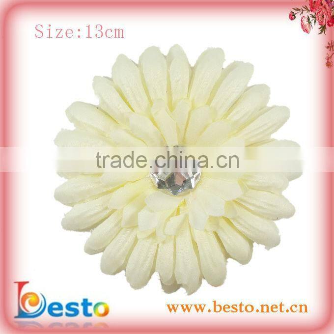 2013 Wholesale popular baby purple shabby hair flower with crystal center