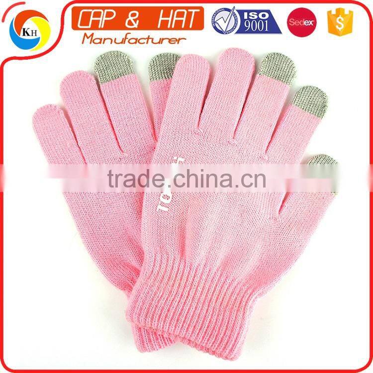 Factory outlet acrylic knitted winter touchscreen gloves all color custom