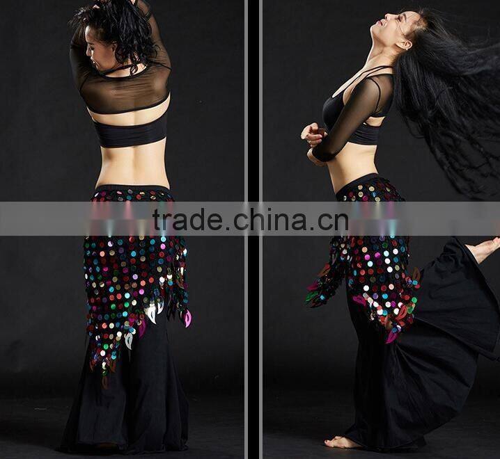 Tribal triangle crochet sequin hip shawl triangle belly dance hip scarf