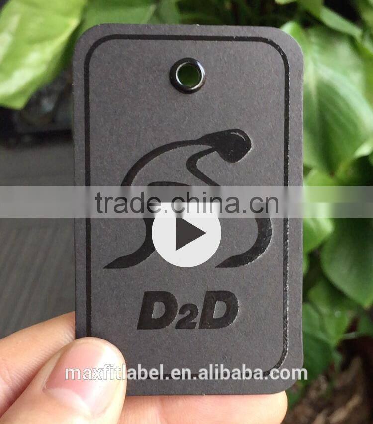 2016 custom garments black cardboard paper spot UV logo hang tags