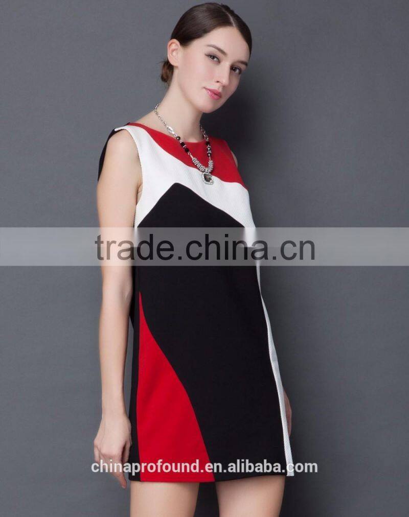 Fashion Design Lady Women's New Dresses Latest Fashion Dresses Contrast Color Style