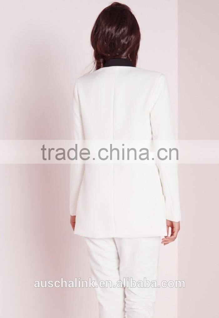 korean style women monochrome lapel tailored blazer