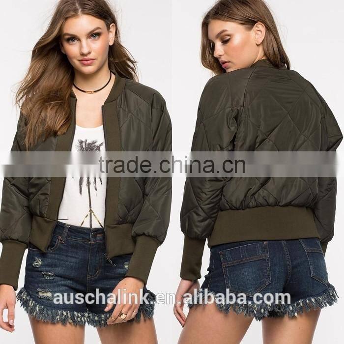 2016 outdoor custom lady quilted bomber jacket