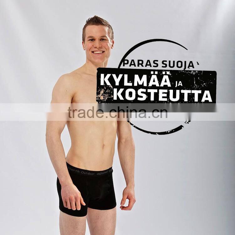 100% Merino wool Black man women underwear Boxer short brief