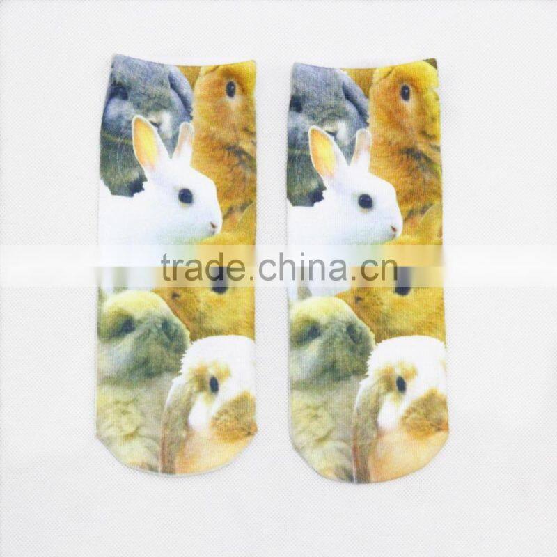 lady ankle sublimation socks with photo screen printing